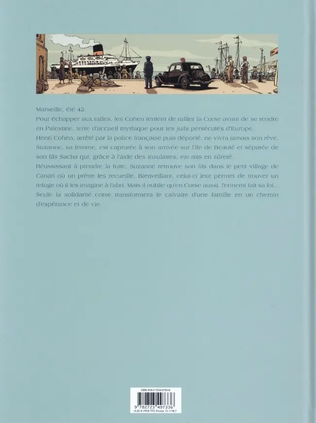 Verso de l'album L'Île des Justes Corse, été 42