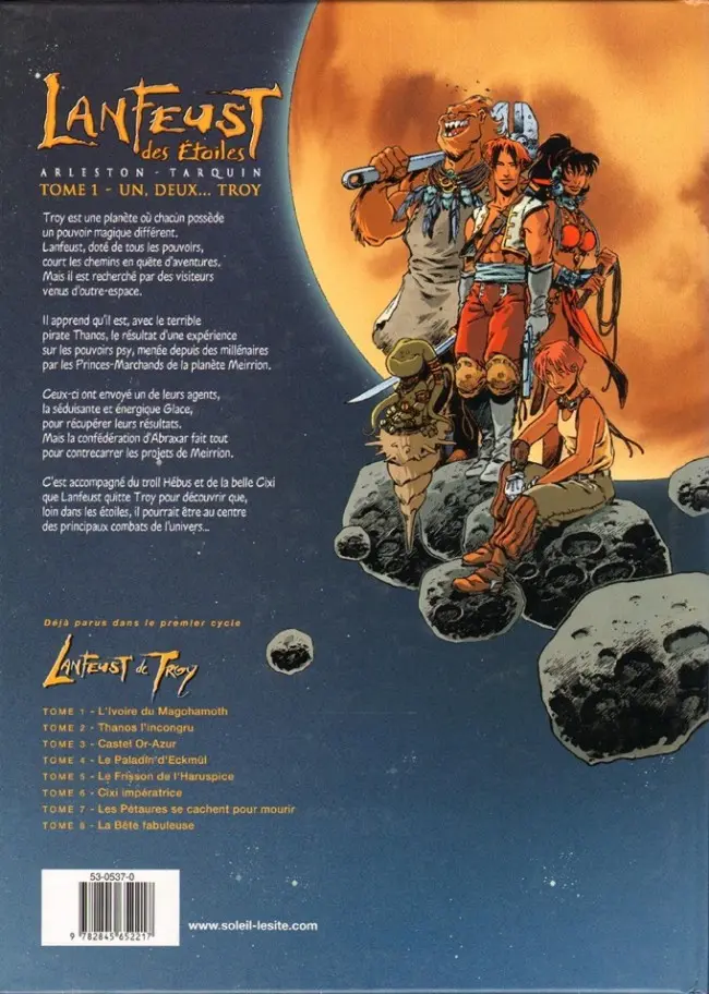 Verso de l'album Lanfeust des Étoiles Tome 1 Un, deux... Troy