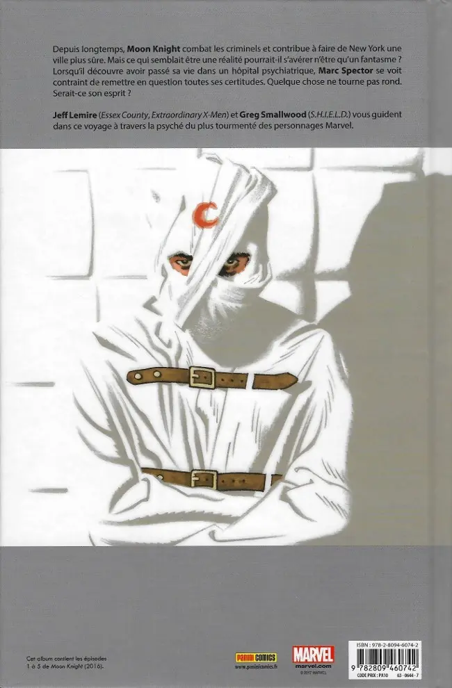 Verso de l'album Moon Knight Tome 1 Bienvenue en Nouvelle Égypte