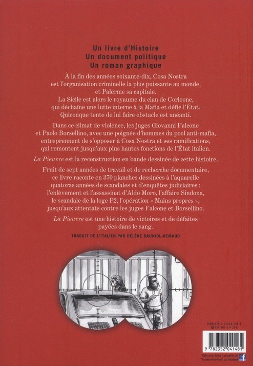 Verso de l'album La Pieuvre - Quatorze ans de lutte contre la Mafia Une histoire vraie