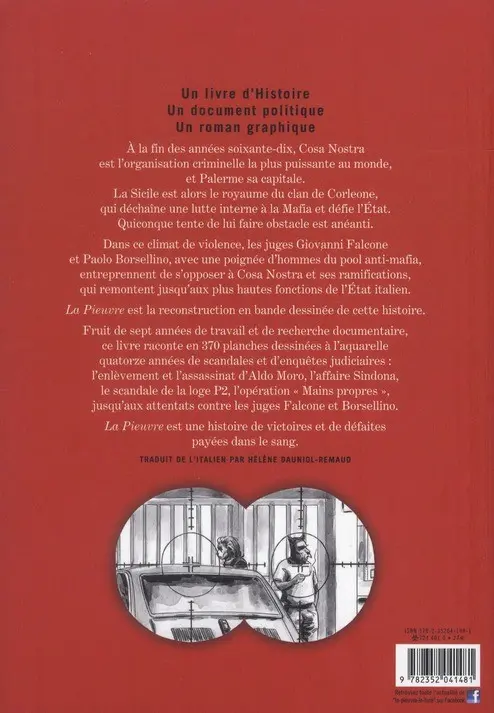 Verso de l'album La Pieuvre - Quatorze ans de lutte contre la Mafia Une histoire vraie