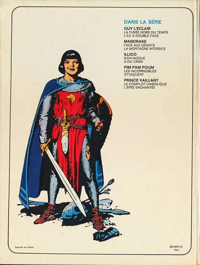 Verso de l'album Prince Vaillant Hachette Tome 3 L'épée enchantée