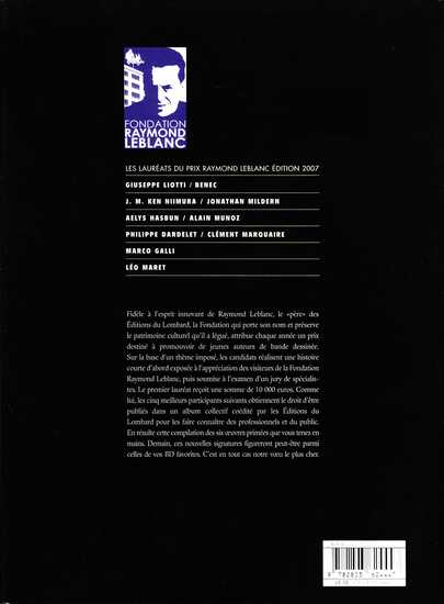 Verso de l'album Prix Raymond Leblanc Jeunes talents bd 2007 - Prix 2007 - Travaux des lauréats