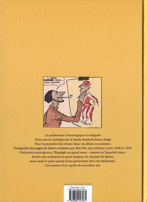 Verso de l'album Spirou et Fantasio - Intégrale Dupuis 2 Tome 0 Spirou par Rob-Vel - L'intégrale 1938-1943