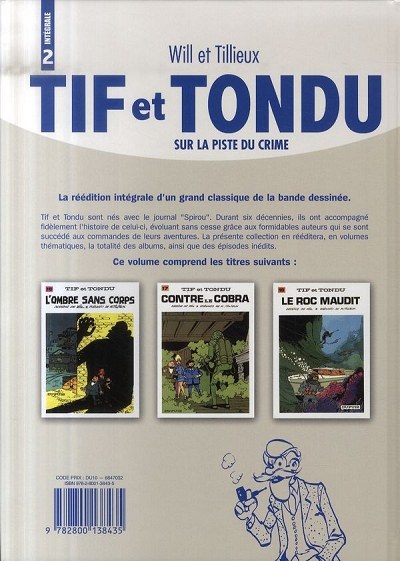 Verso de l'album Tif et Tondu Intégrale Tome 2 Sur la piste du crime