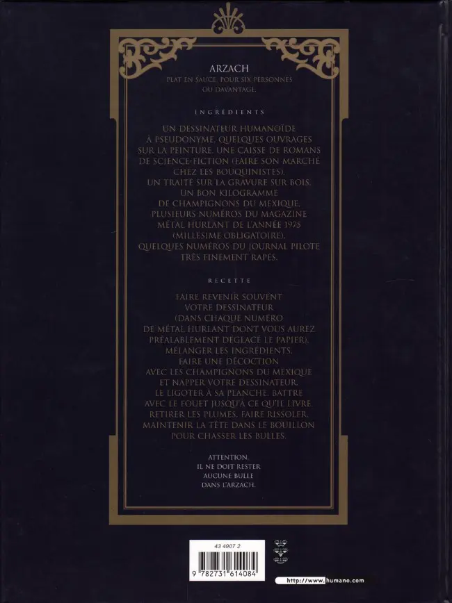 Verso de l'album Arzach