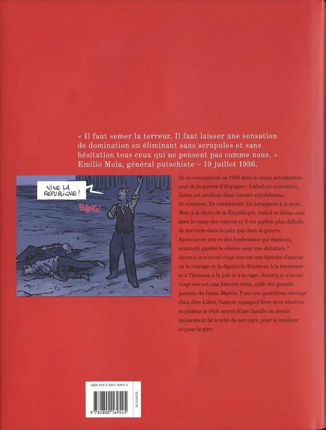 Verso de l'album Jamais je n'aurai 20 ans