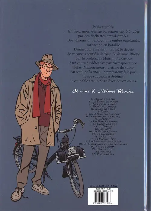 Verso de l'album Jérôme K. Jérôme Bloche Tome 1 L'ombre qui tue