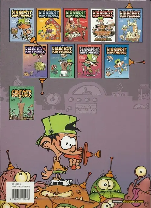 Verso de l'album Kid Paddle Tome 4 Full métal casquette