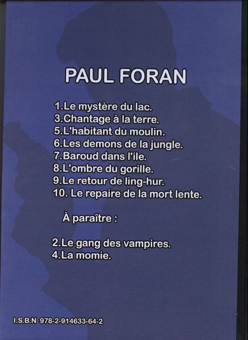 Verso de l'album Paul Foran Tome 2 L'ombre du gorille