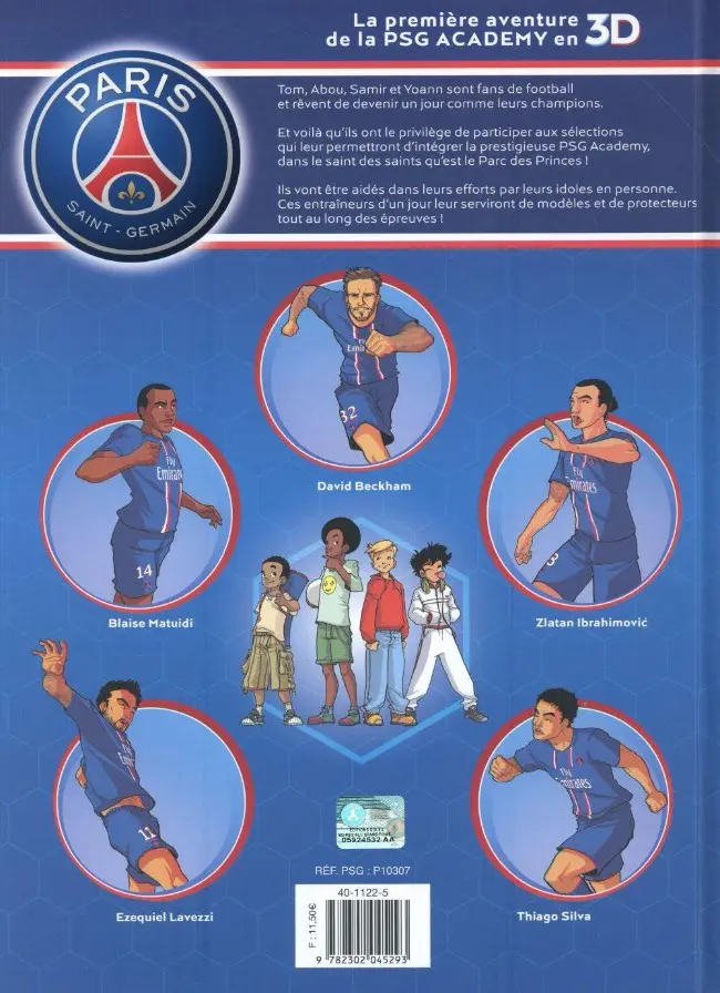 Verso de l'album PSG academy Tome 1 Une équipe de rêve