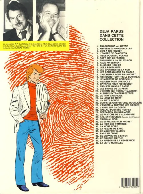 Verso de l'album Ric Hochet Tome 9 Alias Ric Hochet