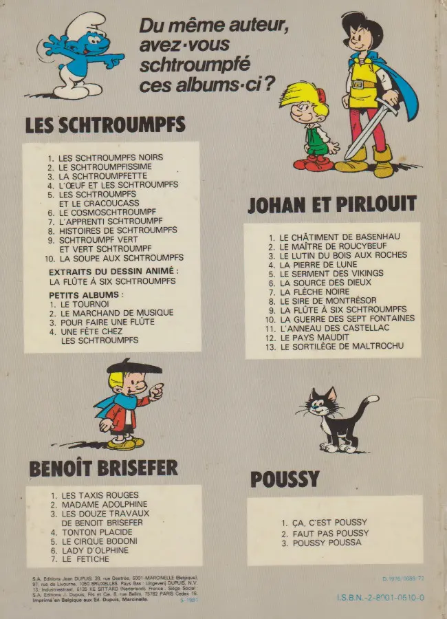 Verso de l'album Les Schtroumpfs Tome 10 La soupe aux Schtroumpfs