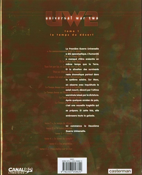 Verso de l'album Universal War Two Tome 1 Le Temps du désert