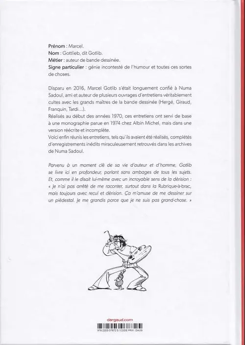 Verso de l'album Entretiens avec Gotlib