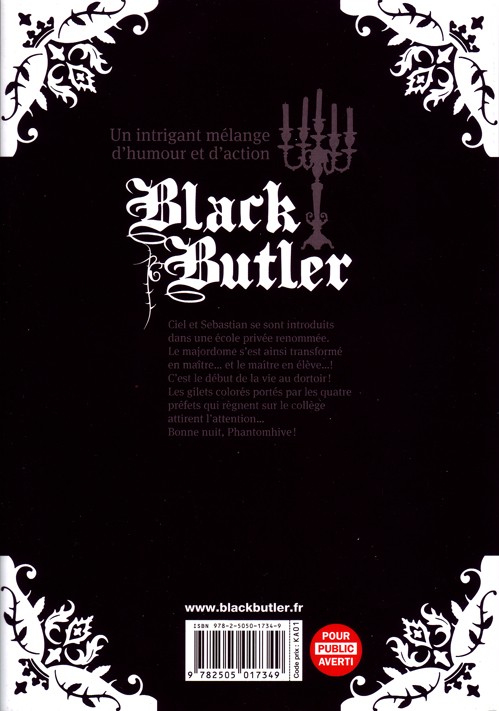 Verso de l'album Black Butler 15 Black Jockey