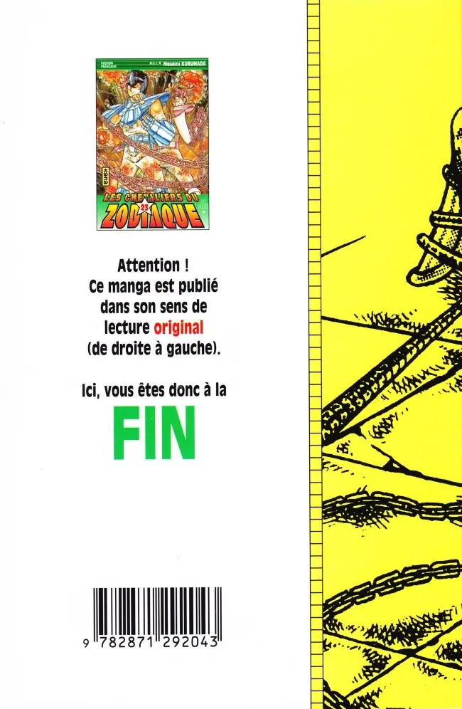 Verso de l'album Saint Seiya - Les Chevaliers du Zodiaque 23 L'Autre Monde, la porte du désespoir