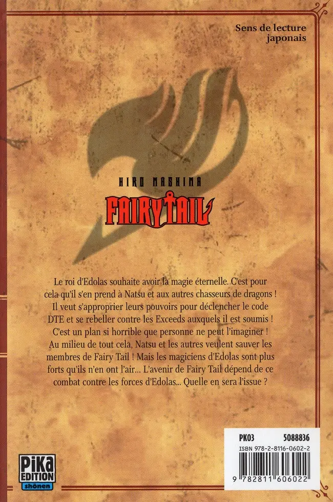 Verso de l'album Fairy Tail 22