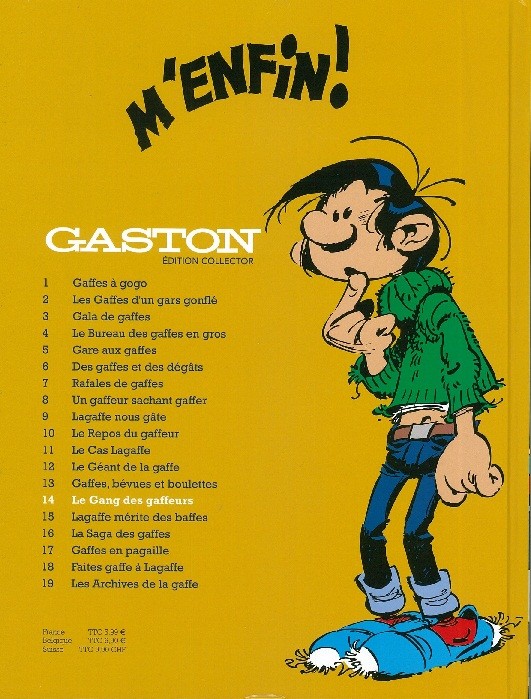 Verso de l'album Gaston Édition Collector (Télé 7 jours) Tome 14 Le gang des gaffeurs