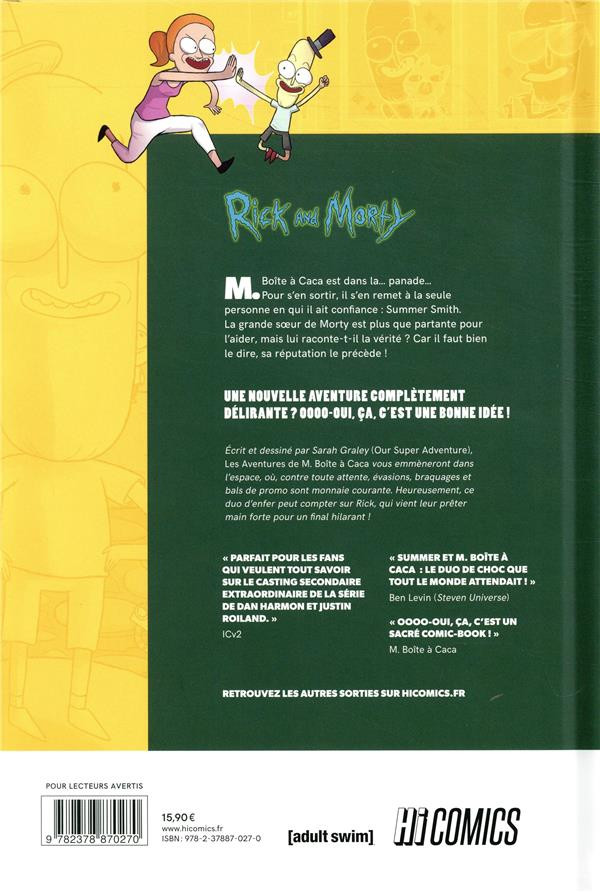 Verso de l'album Rick and Morty Les aventures de M. Boîte à caca