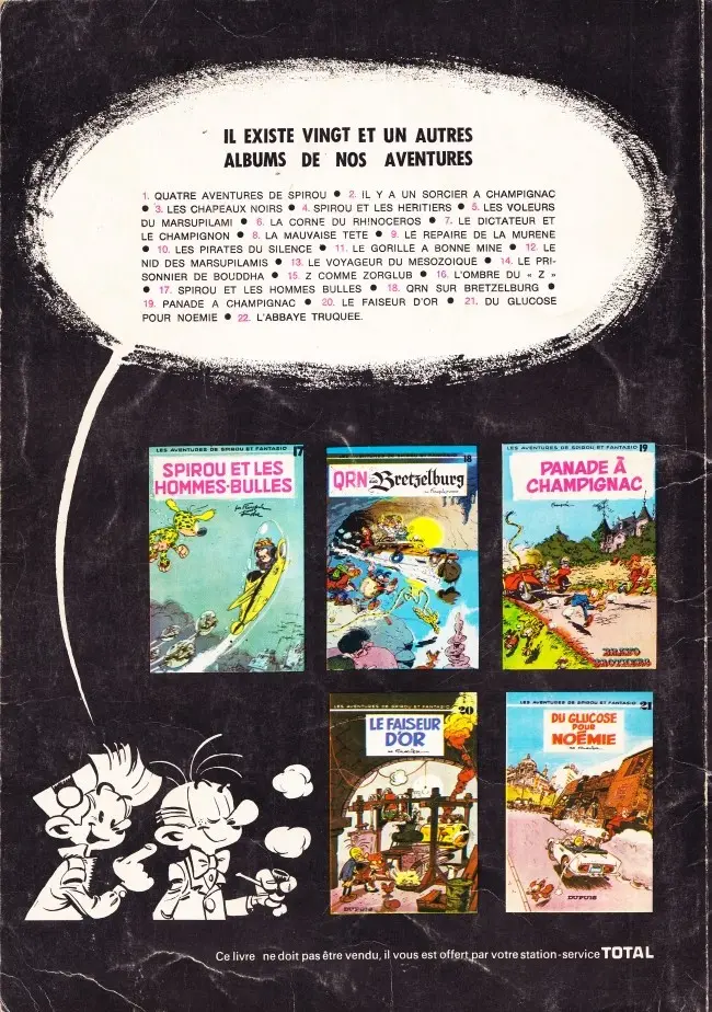 Verso de l'album Spirou et Fantasio Tome 12 Le Nid des Marsupilamis