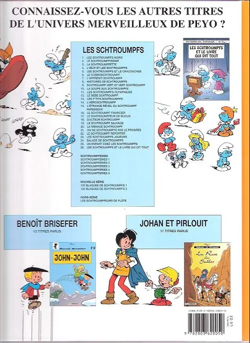 Verso de l'album Les Schtroumpfs Tome 23 Les schtroumpfs joueurs