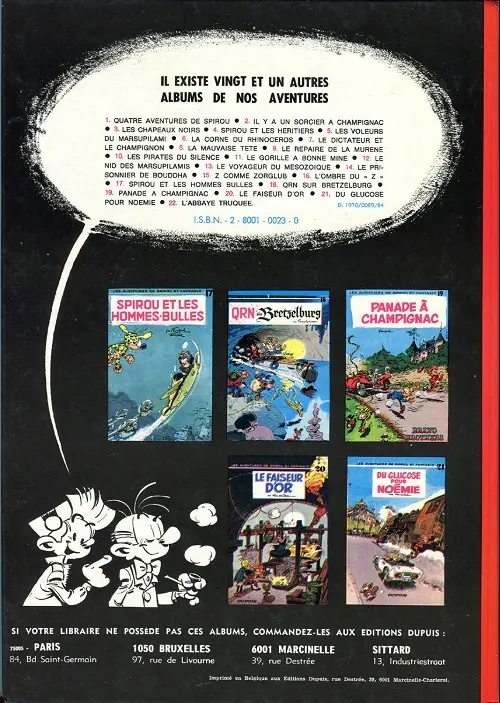 Verso de l'album Spirou et Fantasio Tome 21 Du glucose pour Noémie