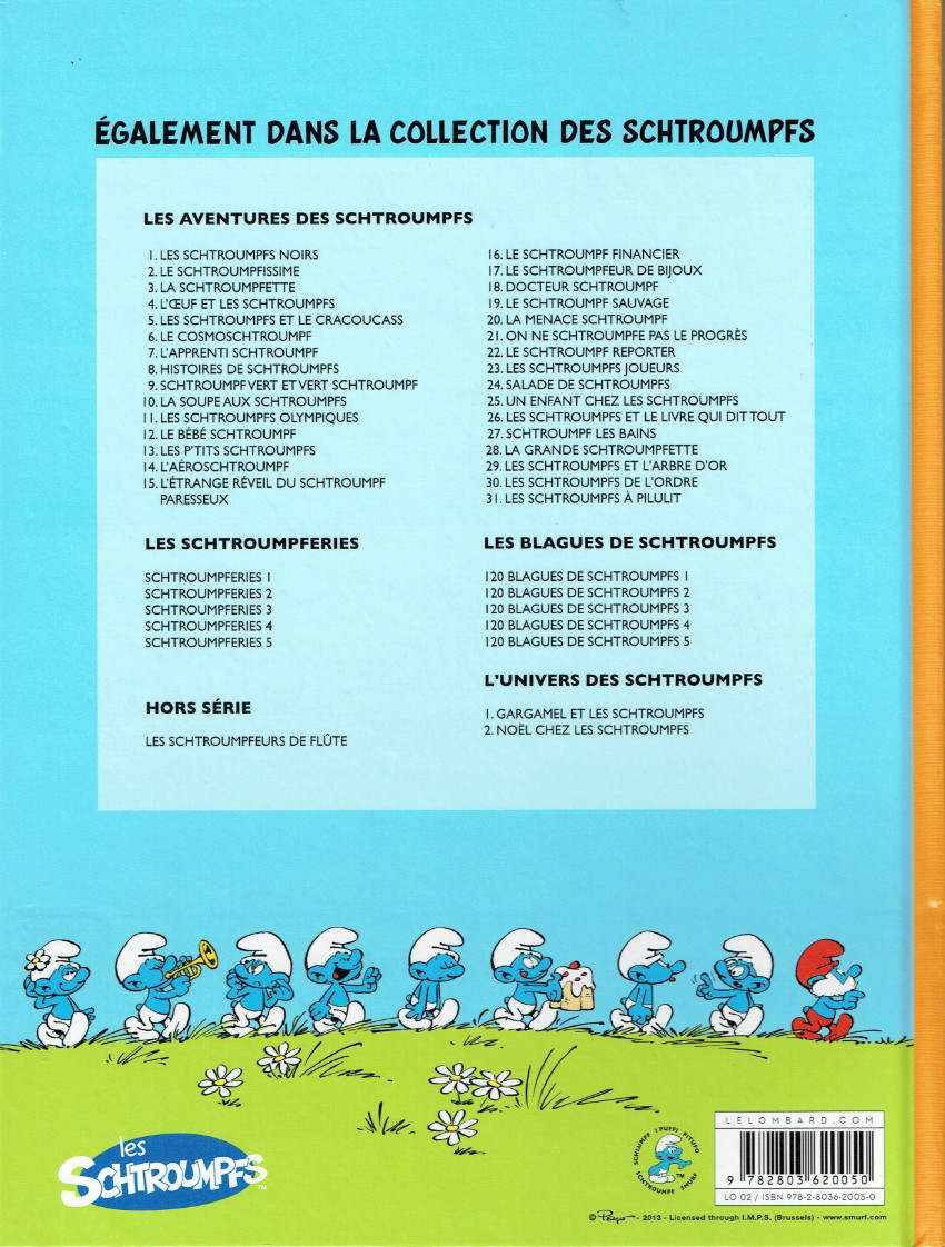 Verso de l'album Les Schtroumpfs Tome 23 Les schtroumpfs joueurs