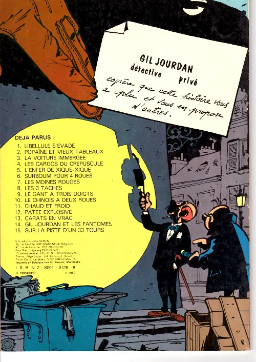 Verso de l'album Gil Jourdan Tome 13 Carats en vrac