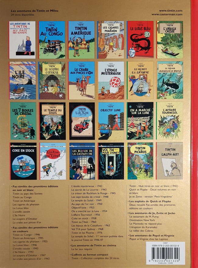 Verso de l'album Tintin Tome 24 Tintin et l'Alph-Art