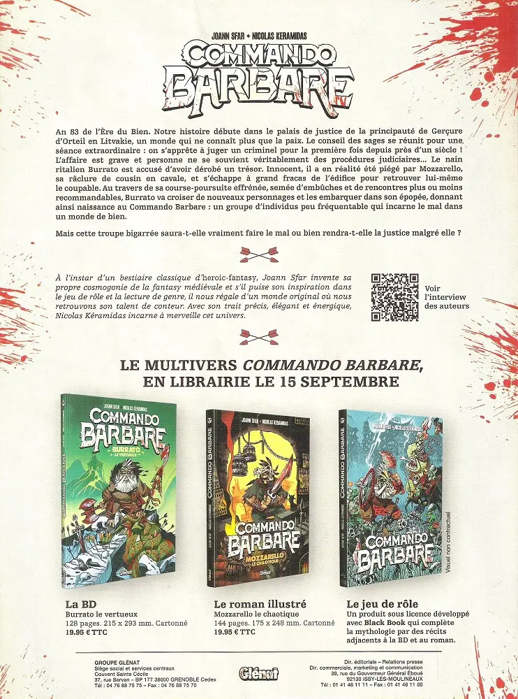 Verso de l'album Commando Barbare Burrato le vertueux