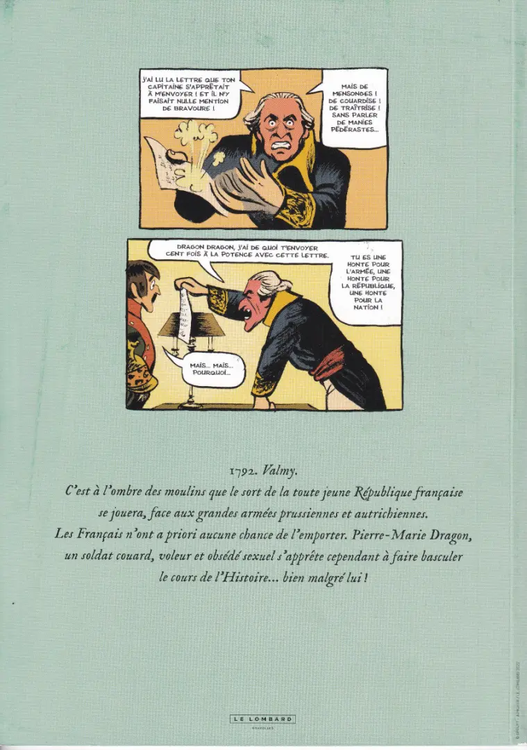 Verso de l'album Les mémoires du Dragon Dragon 1 Valmy, c'est fini