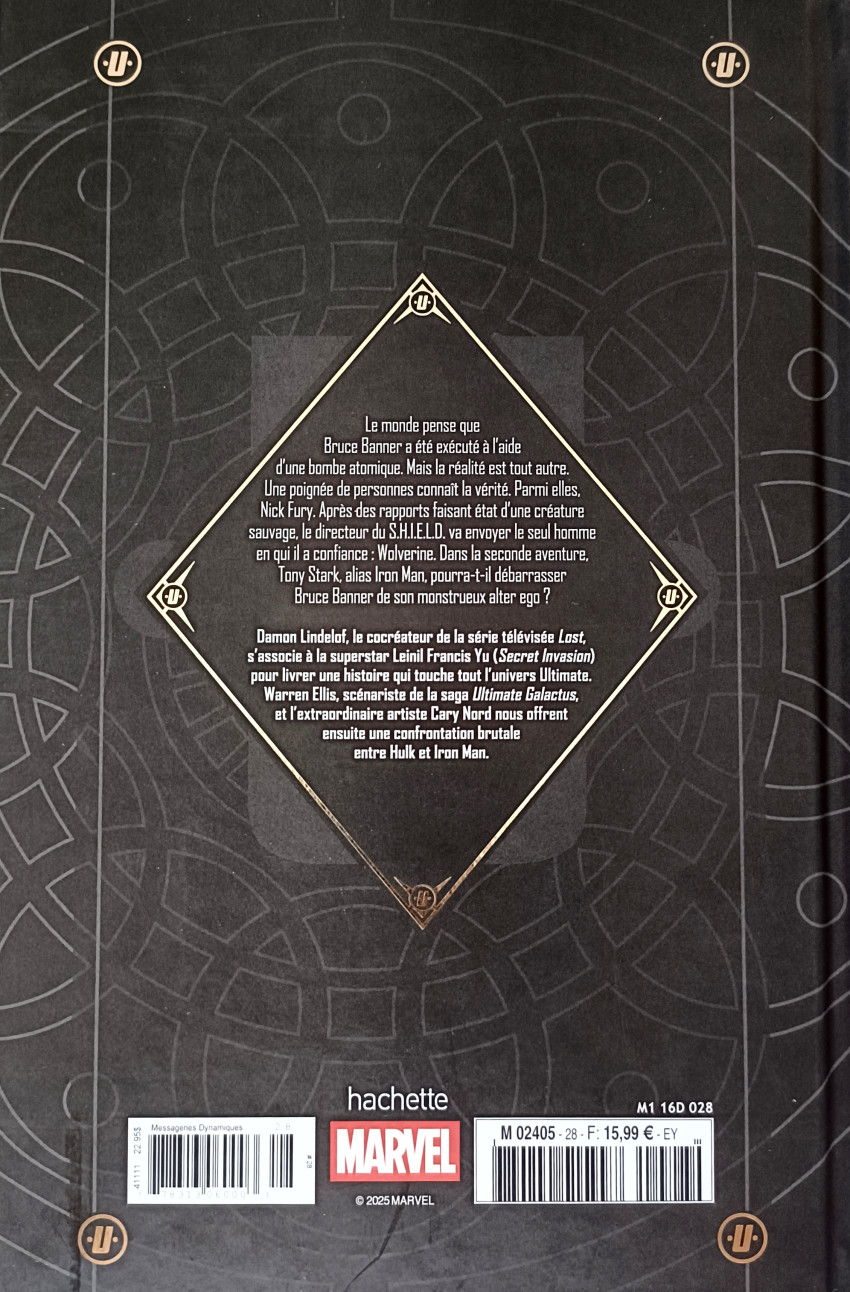 Verso de l'album Marvel Ultimate 28 Hulk - Contre Wolverine & Iron Man