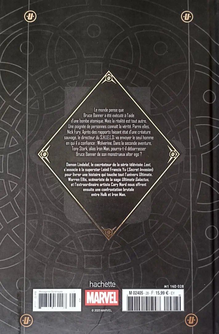 Verso de l'album Marvel Ultimate 28 Hulk - Contre Wolverine & Iron Man