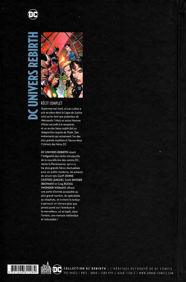 Verso de l'album DC Univers Rebirth Tome 1