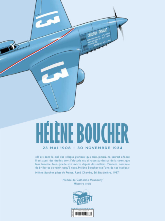 Verso de l'album Hélène Boucher, l'étoile filante