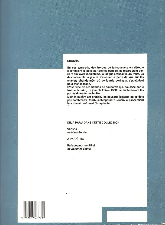 Verso de l'album Shosha Tome 1