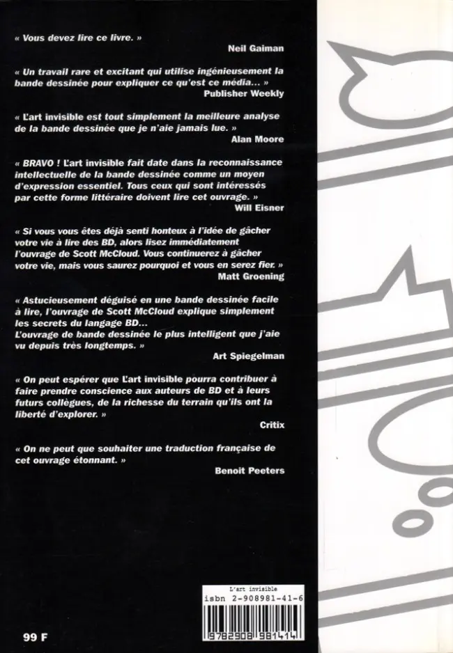 Verso de l'album L'Art invisible Lire la bande dessinée