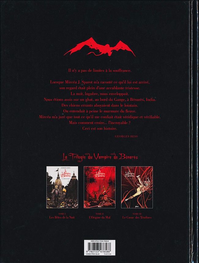 Verso de l'album Le Vampire de Benarès Tome 2 L'Origine du Mal