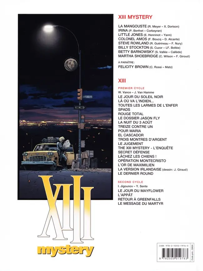 Verso de l'album XIII Mystery Tome 8 Martha Shoebridge