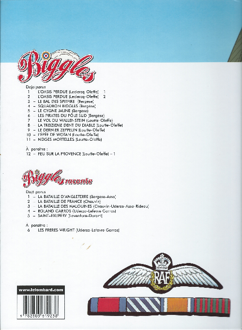 Verso de l'album Biggles Tome 3 Le Bal des Spitfire