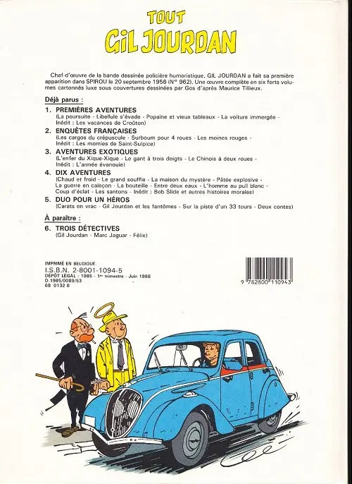 Verso de l'album Gil Jourdan Tout Gil Jourdan Tome 1 Premières aventures