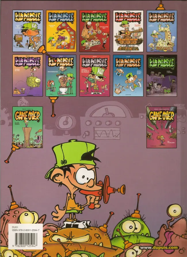 Verso de l'album Kid Paddle Tome 4 Full métal casquette