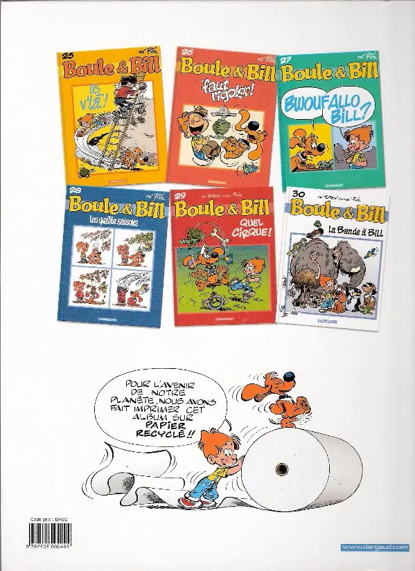 Verso de l'album Boule & Bill Tome 31 Graine de cocker