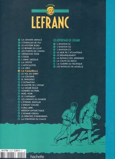 Verso de l'album Lefranc La Collection - Hachette Tome 12 La camarilla
