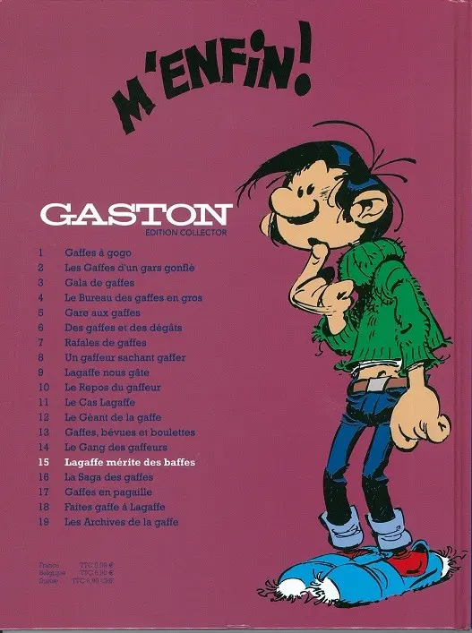 Verso de l'album Gaston Édition Collector (Télé 7 jours) Tome 15 Lagaffe mérite des baffes