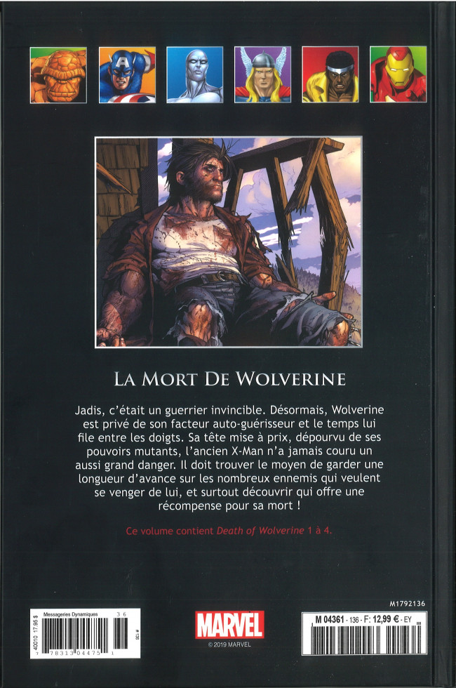 Verso de l'album Marvel Comics - La collection de référence Tome 136 La Mort de Wolverine