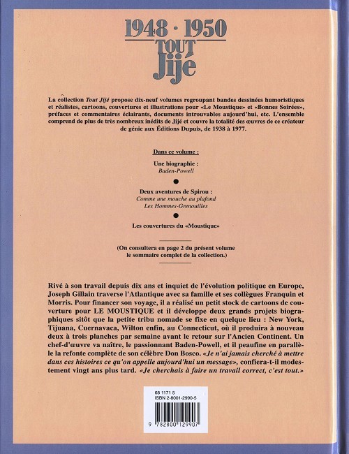 Verso de l'album Tout Jijé Tome 14 1948-1950