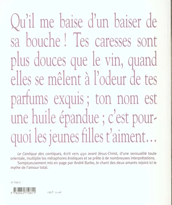 Verso de l'album Cantique des cantiques