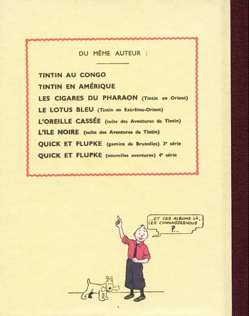 Verso de l'album Tintin Tintin au pays des soviets